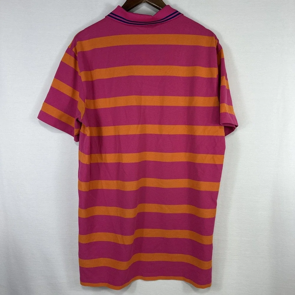Polo Golf Ralph Lauren Mens Polo Large Pink Orange Striped Short‎ Sleeve Pima